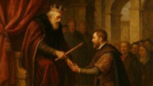 Abdication of Charles V; division into Spanish and Austrian Habsburgs